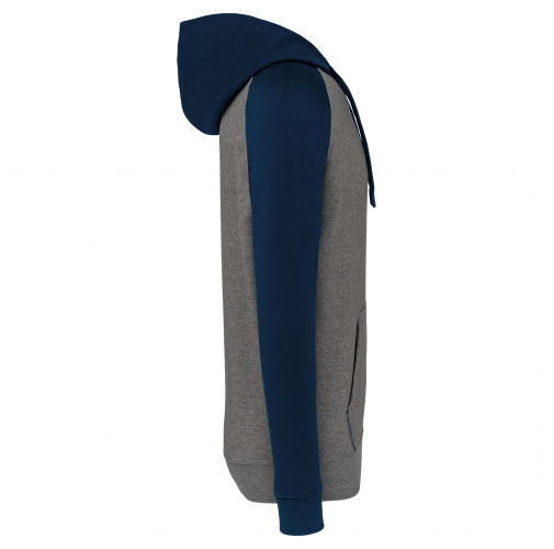 grey heather / sporty navy Sudadera bicolor con capucha adulto