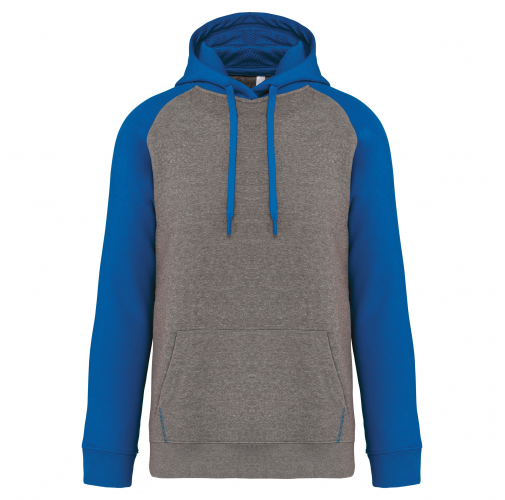 grey heather/sporty royal blue Sudadera bicolor con capucha adulto