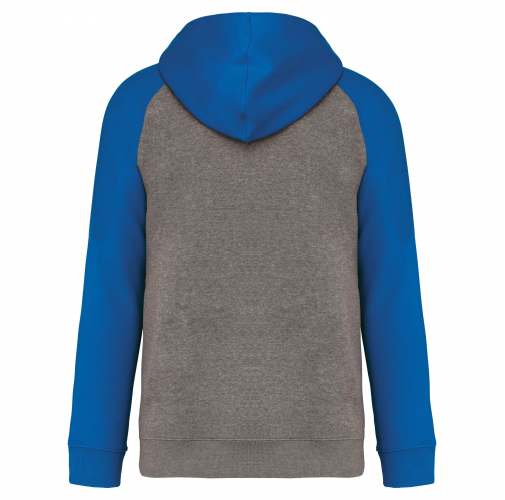 grey heather/sporty royal blue Sudadera bicolor con capucha adulto