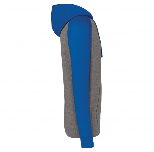 grey heather/sporty royal blue Sudadera bicolor con capucha adulto