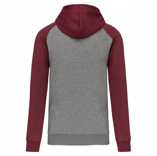 grey heather / wine heather Sudadera bicolor con capucha adulto