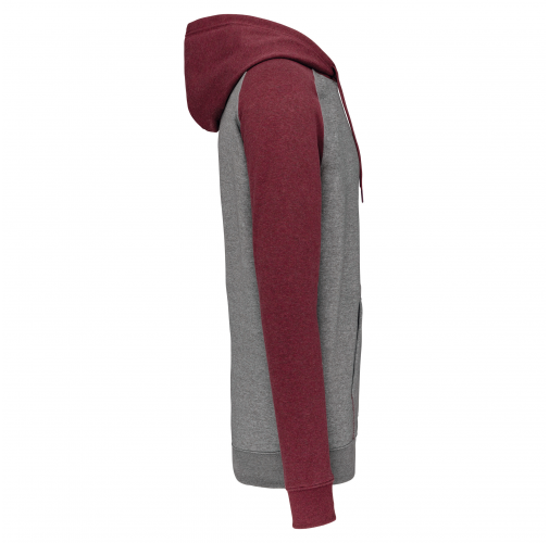 grey heather / wine heather Sudadera bicolor con capucha adulto