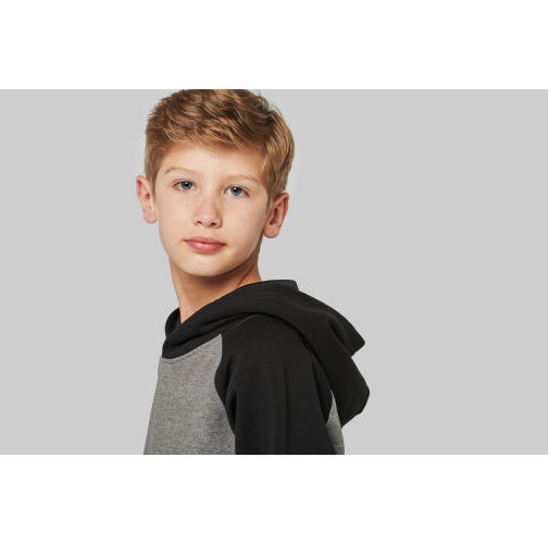 Sudadera bicolor con capucha para niños