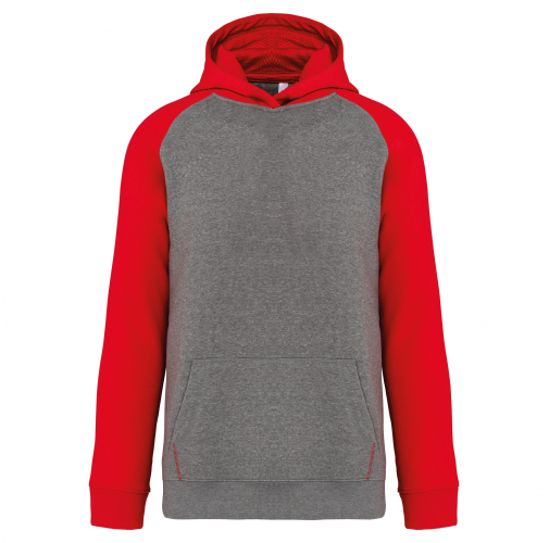 grey heather / sporty red Sudadera bicolor con capucha para niños