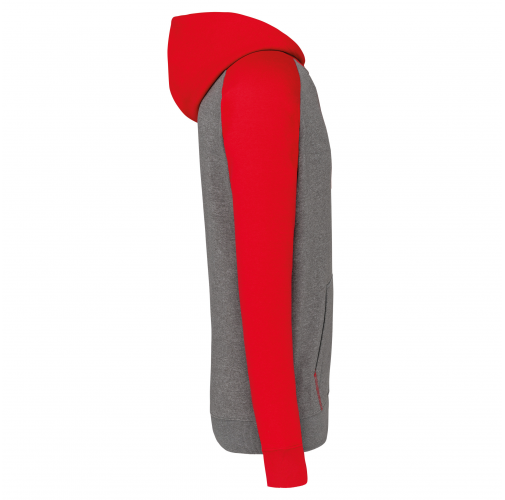 grey heather / sporty red Sudadera bicolor con capucha para niños