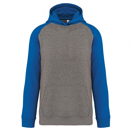 grey heather/sporty royal blue Sudadera bicolor con capucha para niños