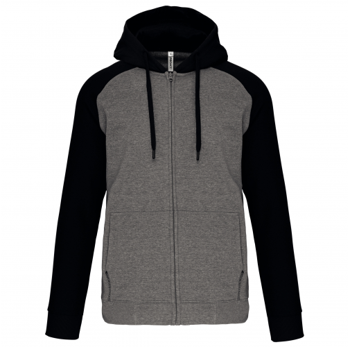 grey heather / black Chaqueta Bicolor con cremallera y capucha unisex