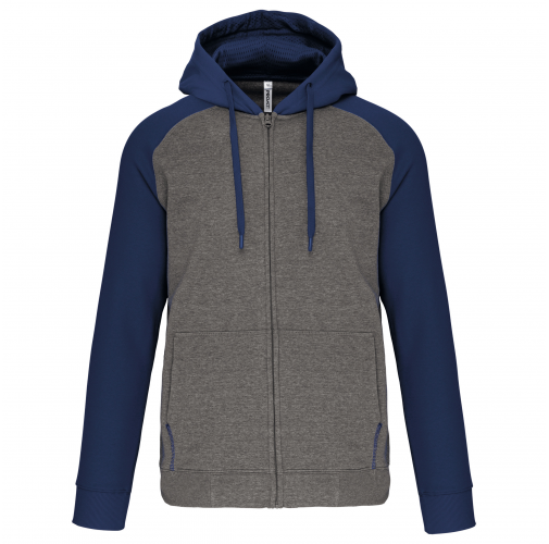 grey heather / sporty navy Chaqueta Bicolor con cremallera y capucha unisex