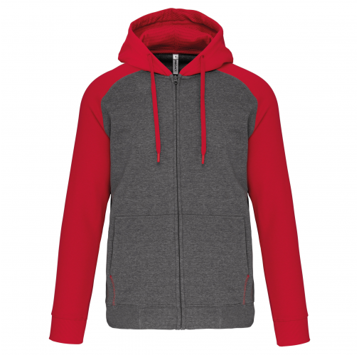 grey heather / sporty red Chaqueta Bicolor con cremallera y capucha unisex
