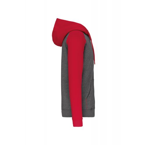 grey heather / sporty red Chaqueta Bicolor con cremallera y capucha unisex