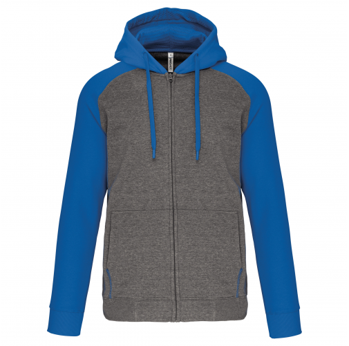 grey heather/sporty royal blue Chaqueta Bicolor con cremallera y capucha unisex