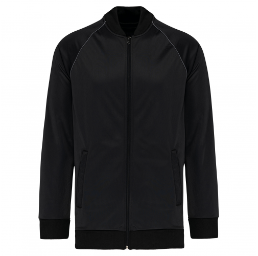 black Chaqueta de deporte con cremallera y ribete - Unisex