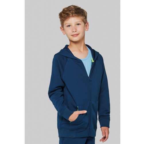 Chaqueta cremallera y capucha infantil