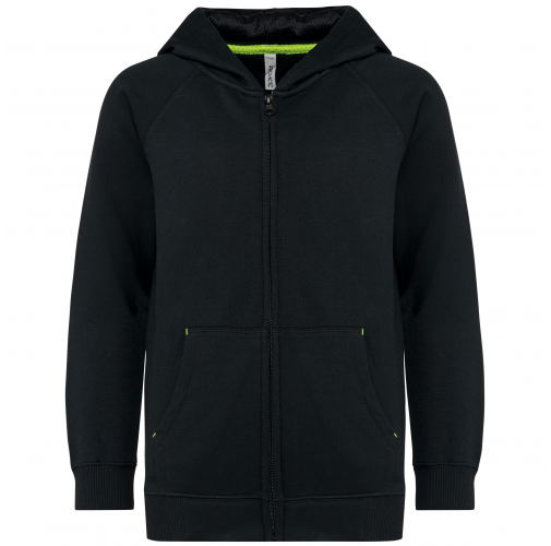 black Chaqueta cremallera y capucha infantil