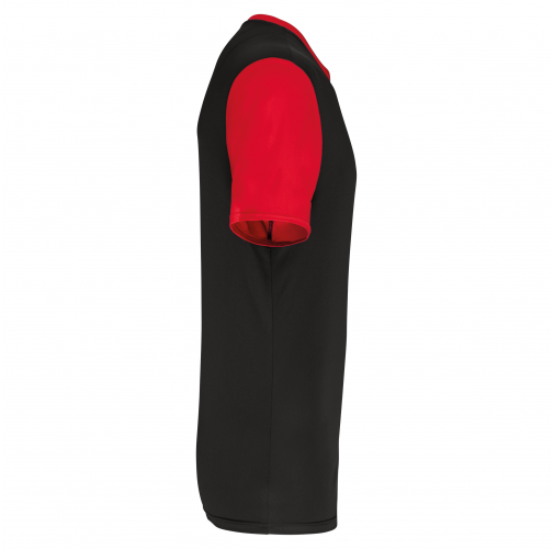 black / sporty red Camiseta manga corta bicolor adulto