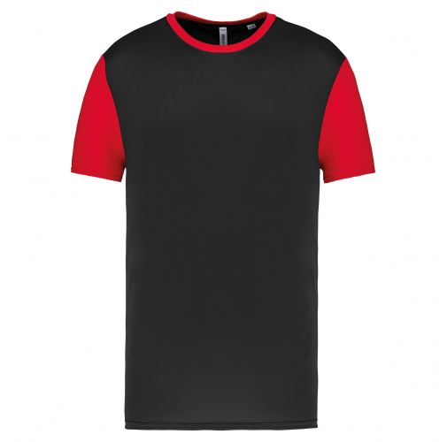 black / sporty red Camiseta manga corta bicolor niños