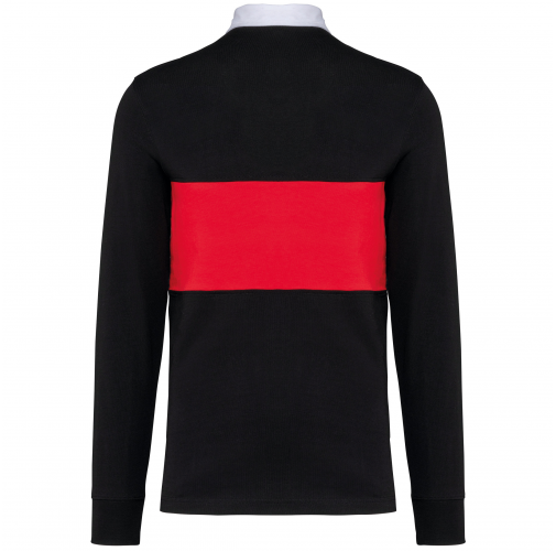 black / sporty red Polo rugby manga larga