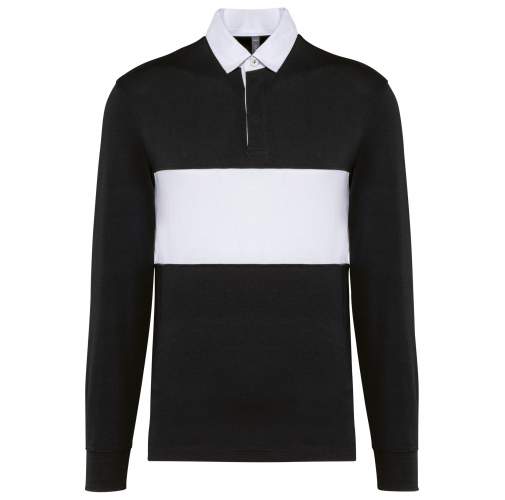 black / white Polo rugby manga larga