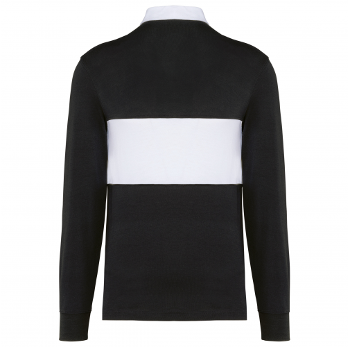 black / white Polo rugby manga larga