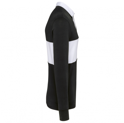 black / white Polo rugby manga larga