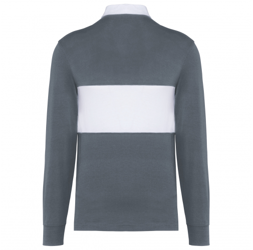 sporty grey / white Polo rugby manga larga