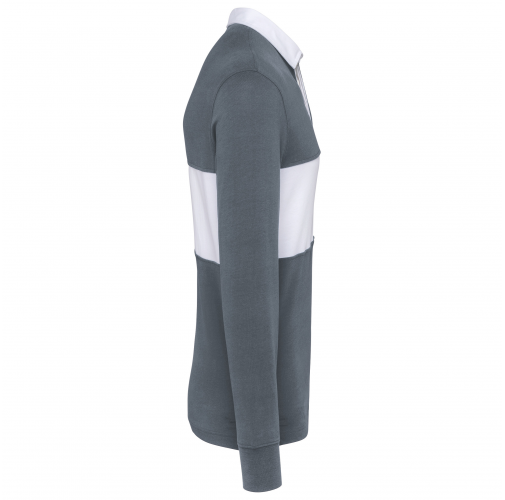 sporty grey / white Polo rugby manga larga