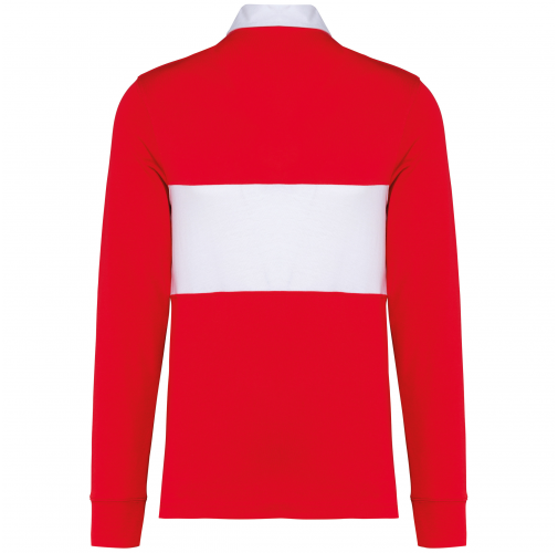sporty red / white Polo rugby manga larga