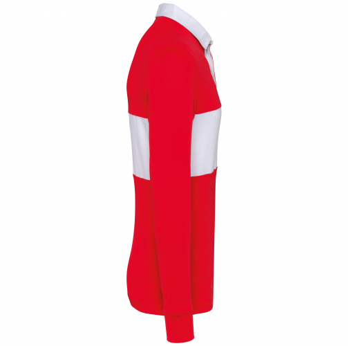 sporty red / white Polo rugby manga larga