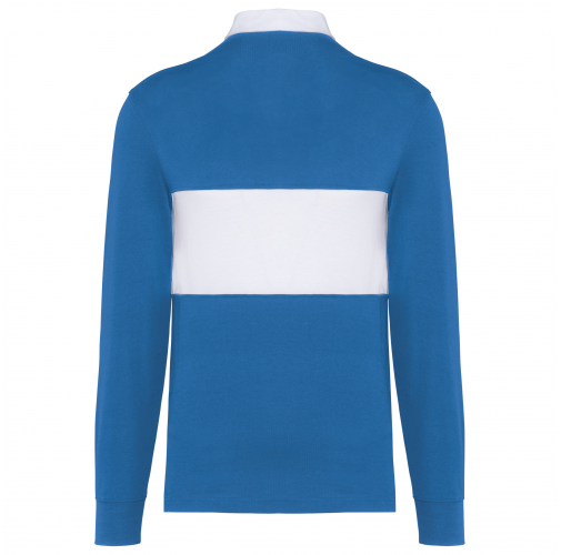 sporty royal blue / white Polo rugby manga larga