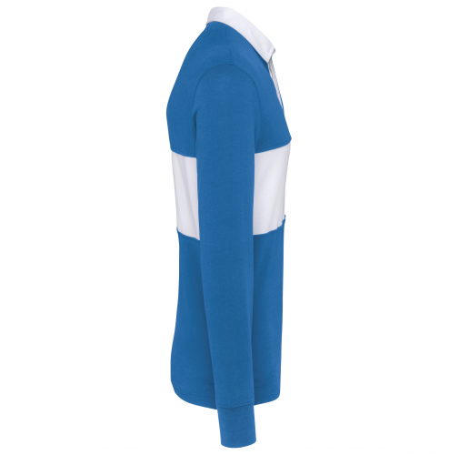 sporty royal blue / white Polo rugby manga larga