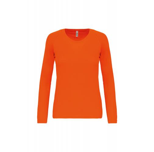 fluorescent orange Camiseta de deporte manga larga mujer