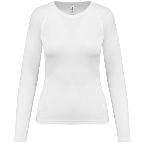 white Camiseta de deporte manga larga mujer