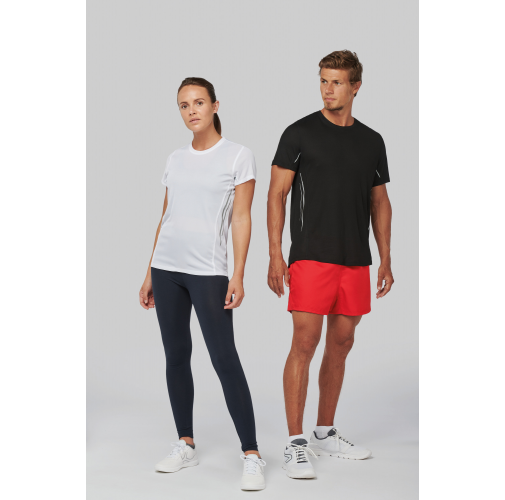 Camiseta de deporte bimaterial manga corta mujer