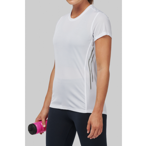 Camiseta de deporte bimaterial manga corta mujer