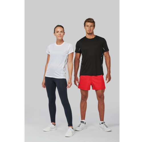Camiseta de deporte bimaterial manga corta mujer
