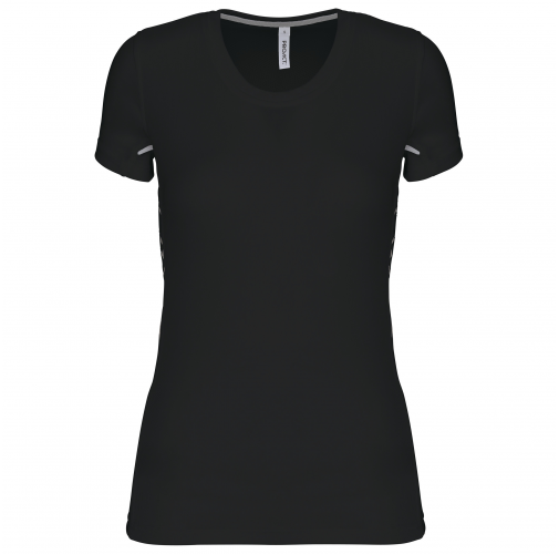 black / silver Camiseta de deporte bimaterial manga corta mujer