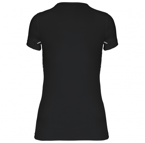 black / silver Camiseta de deporte bimaterial manga corta mujer