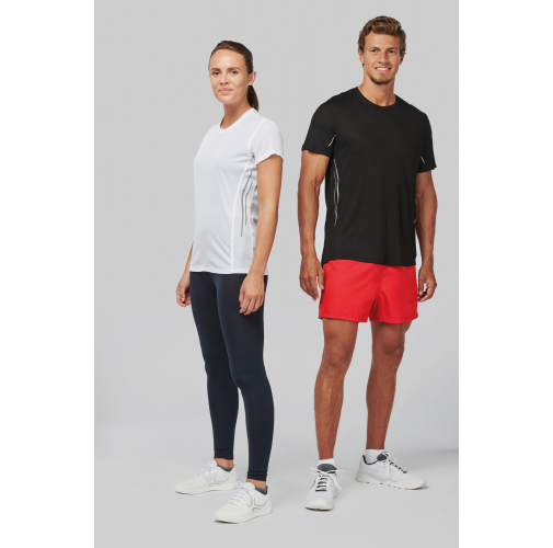 Camiseta de deporte bimaterial manga corta mujer