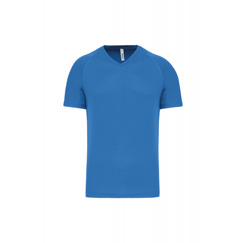 aqua blue Camiseta de deporte cuello de pico hombre