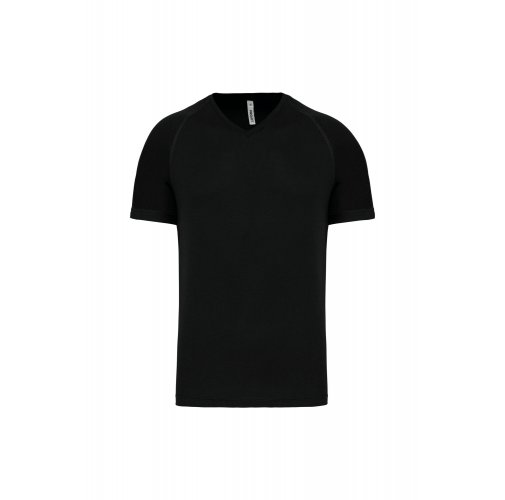 black Camiseta de deporte cuello de pico hombre