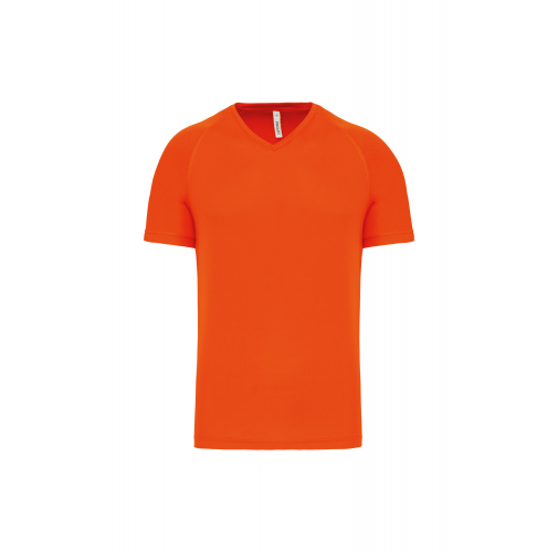 fluorescent orange Camiseta de deporte cuello de pico hombre