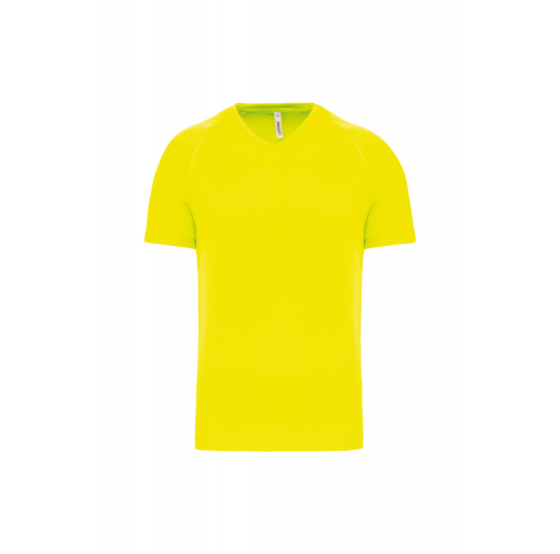 fluorescent yellow Camiseta de deporte cuello de pico hombre
