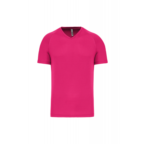 fuchsia Camiseta de deporte cuello de pico hombre