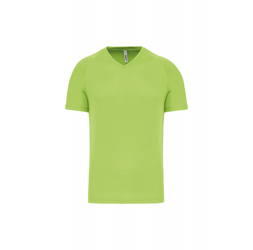 lime Camiseta de deporte cuello de pico hombre