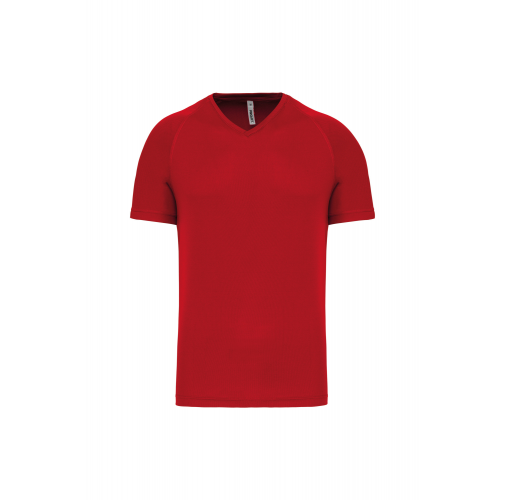red Camiseta de deporte cuello de pico hombre