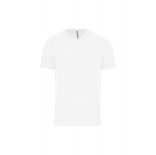 white Camiseta de deporte cuello de pico hombre