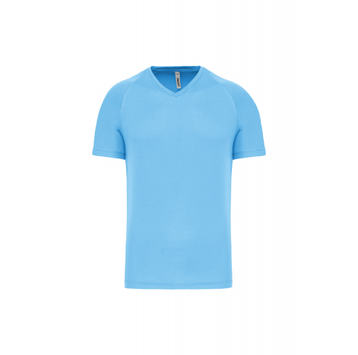 sky blue Camiseta de deporte cuello de pico hombre