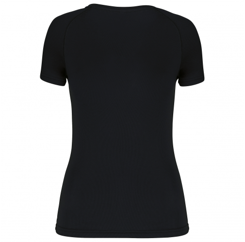 black Camiseta de deporte cuello de pico mujer