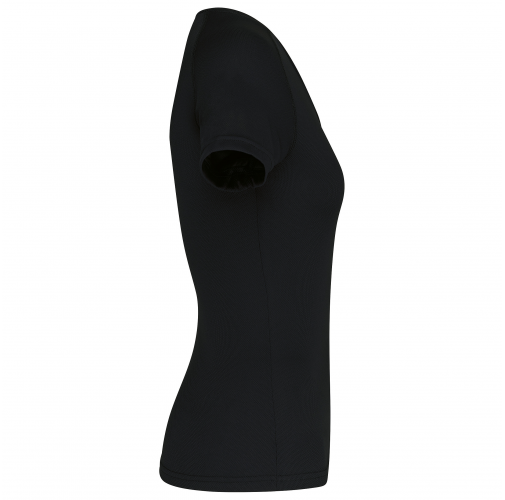 black Camiseta de deporte cuello de pico mujer