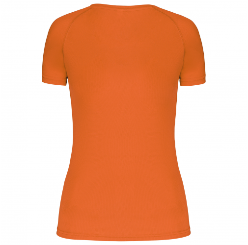 fluorescent orange Camiseta de deporte cuello de pico mujer